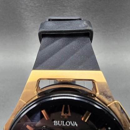 Bulova CURV Chronograph Watch Men 44mm Black Dial Roes Gold 98A185 PARTS5
