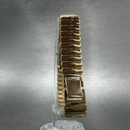 Seiko Tank Watch Women 13mm White Dial Gold Tone Rectangle 2E20-6759 New Batt YZ7