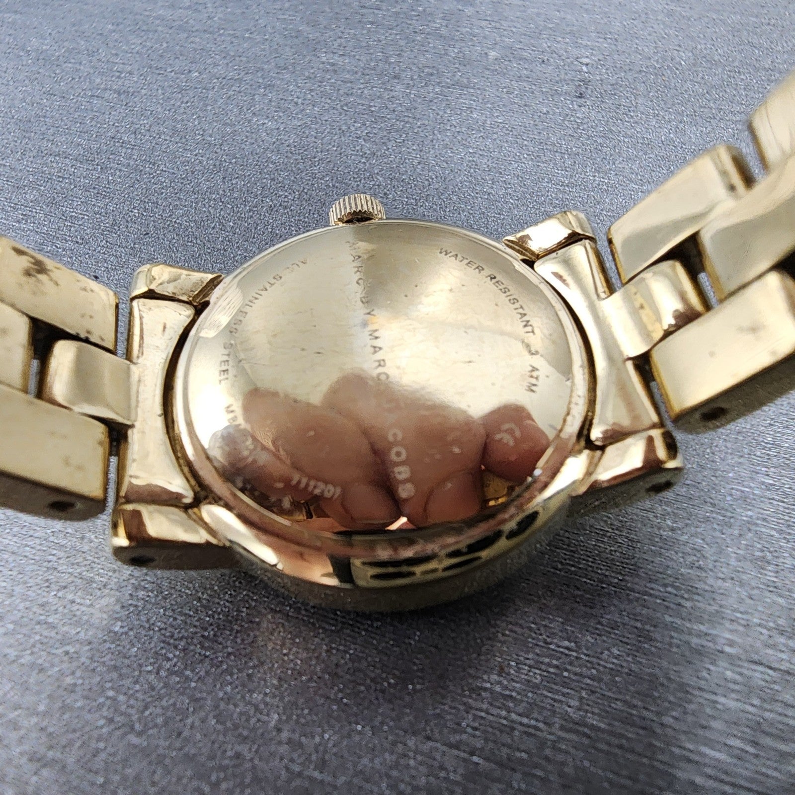 Marc By Marc Jacobs Mini Amy Watch Women 26mm White Dial Gold Tone New Battery9