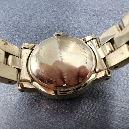Marc By Marc Jacobs Mini Amy Watch Women 26mm White Dial Gold Tone New Battery9