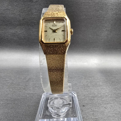 Seiko Watch Women 17mm Champagne Dial Gold Tone Rectangle 2C20-5789 New Battery5
