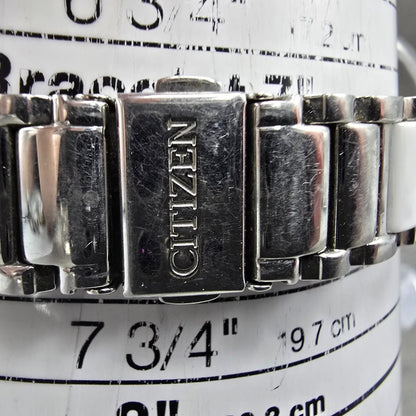 Citizen Eco-Drive Chronograph Watch Women 39mm White Dial Steel Diamonds Runs10