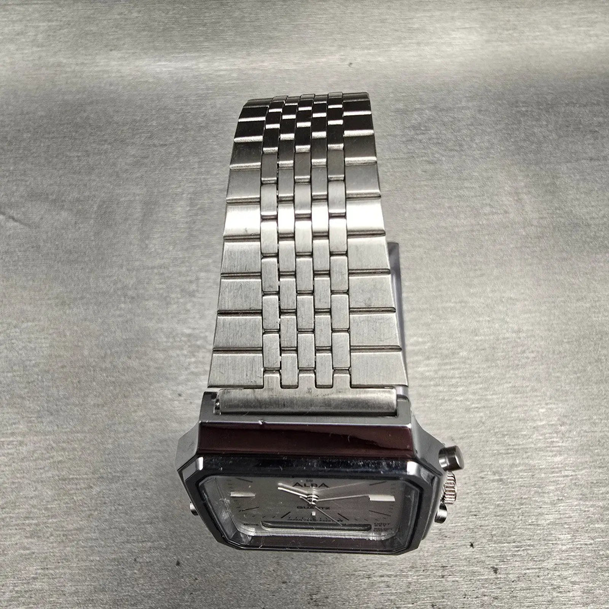 Seiko Alba Watch Men 32mm Silver Dial Silver Tone Daydate Alarm Y652-5290 NewBat4