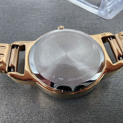 Citizen Watch Women 26mm Champagne Dial Rose Gold Tone Round Mesh Ban EZ7003-51X