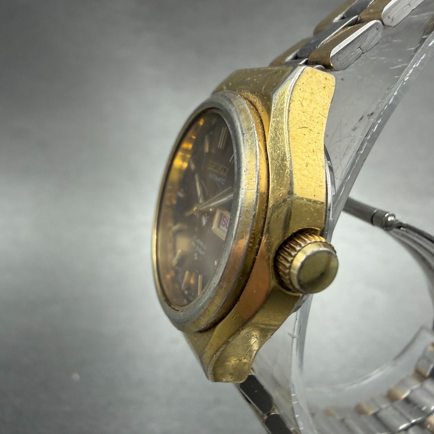 Seiko Automatic Watch Women 25mm Brown Dial Two Tone Daydate 2906-0249 Runs2