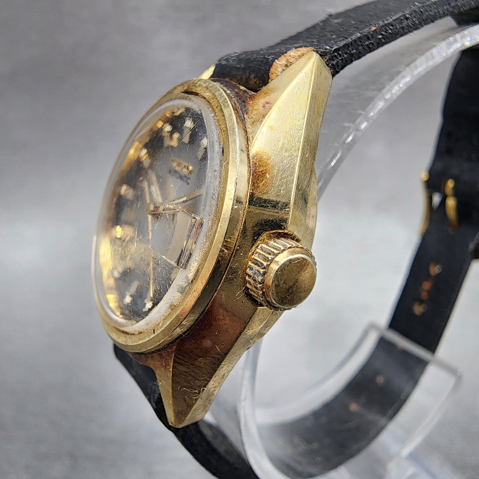Seiko Automatic Watch Women 24mm Brown Dial Gold Tone Daydate READ!!!! Runs2