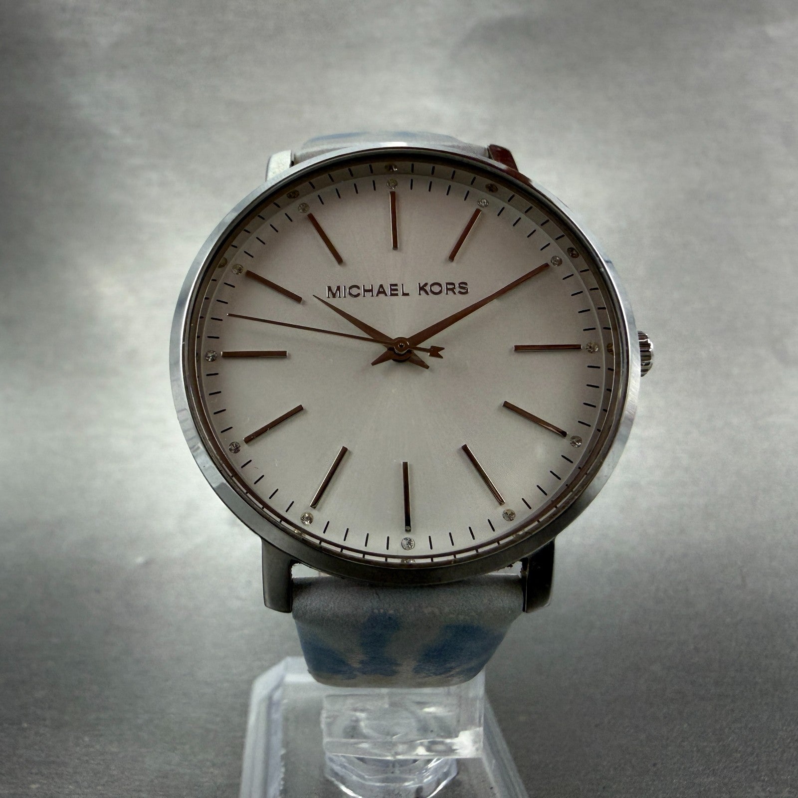 Michael Kors Pyper Watch Women 38mm White Dial Silver Tone Round MK-2917 New Bat5