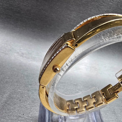 Bulova Watch Women 14mm MOP Dial Gold Tone Crystals Rectangle 98V28 New Battery2