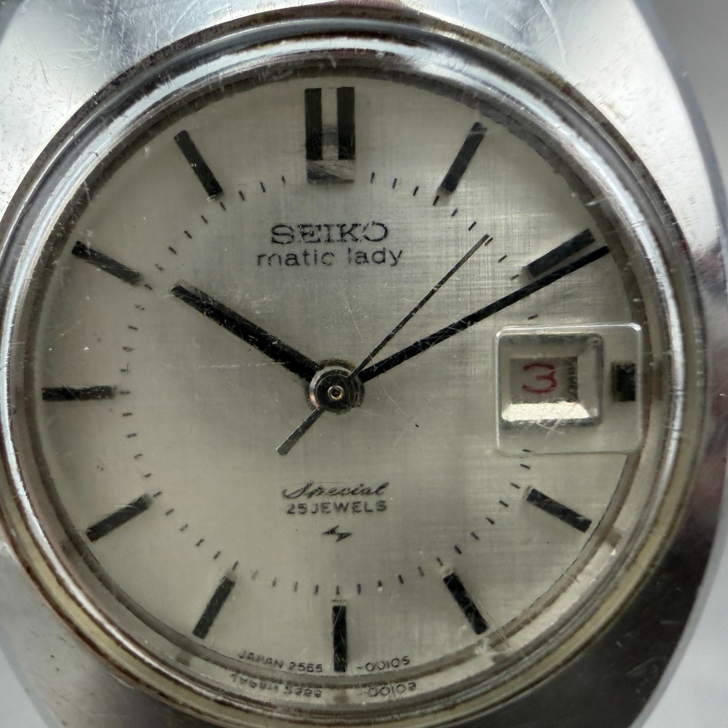Seiko Matic Lady Special Watch Women 25mm Silver Dial Steel Date 2565-0010 PARTS2