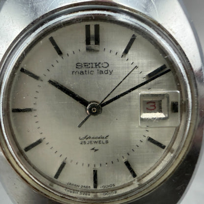 Seiko Matic Lady Special Watch Women 25mm Silver Dial Steel Date 2565-0010 PARTS2