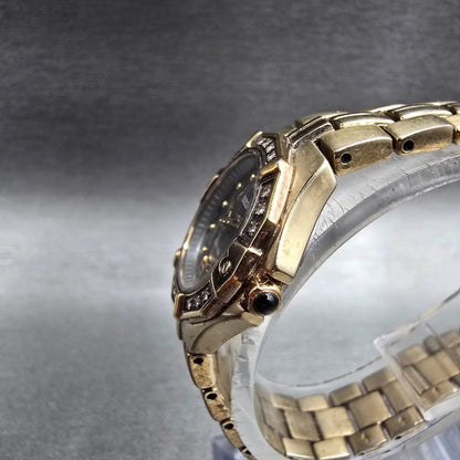 Seiko Coutura Watch Women 23mm Brown Dial Gold Tone Diamonds 1N01-0LE0 New Batt2