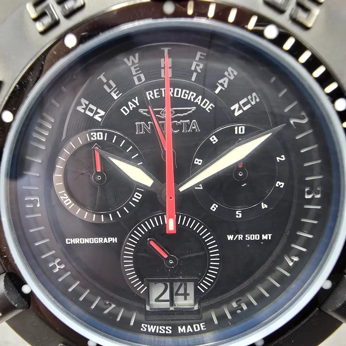 Invicta Subaqua Noma III Chronograph Big Date Watch Men 50mm Black Red New Batt1