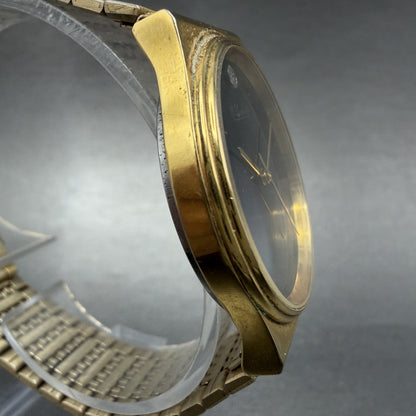 Lucien Piccard Watch Men 32mm Black Dial Gold Tone Round New Battery Vintage3