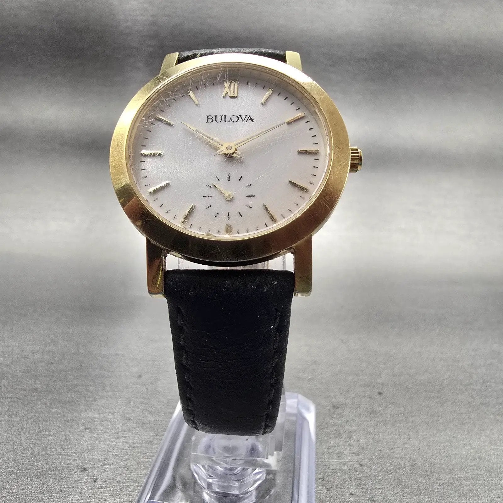 Bulova Watch Women 32mm White Dial Gold Tone Round 97L159 New Battery5