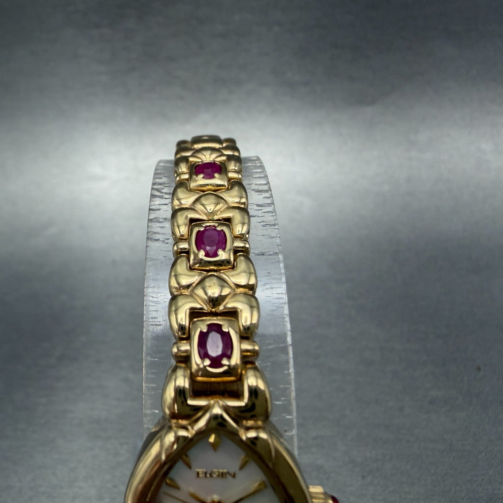 Elgin Watch Women 17mm MOP Dial Gold Tone Oval EG074 New Battery Bracelet4