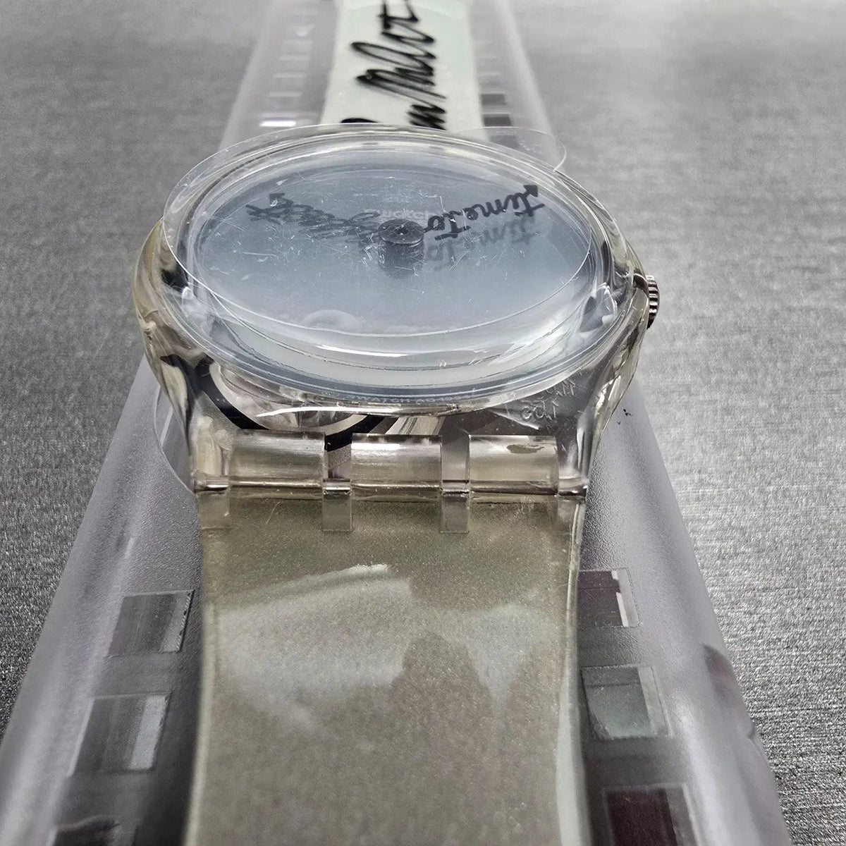 Swatch Time to Reflect Watch Men 34mm Silver Dial Clear Case GZ143 New Batt NOS4