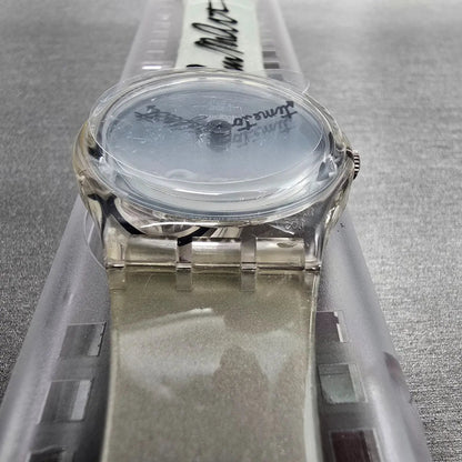 Swatch Time to Reflect Watch Men 34mm Silver Dial Clear Case GZ143 New Batt NOS4