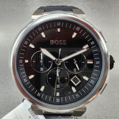 Hugo Boss Chronograph Watch Men 44mm Black Dial Steel Date Round 1513997