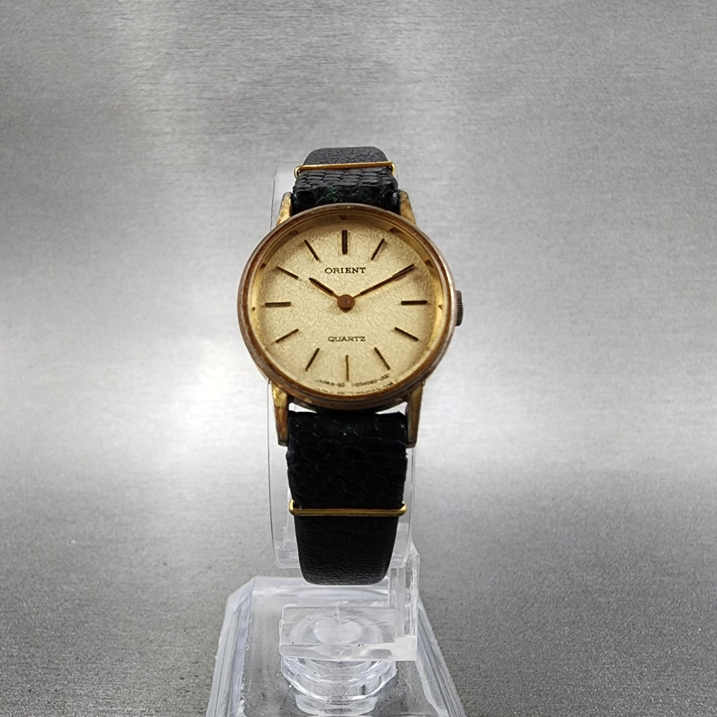 Orient Watch Women 21mm Gold Dial Gold Plated Round Leather New Battery VTG5