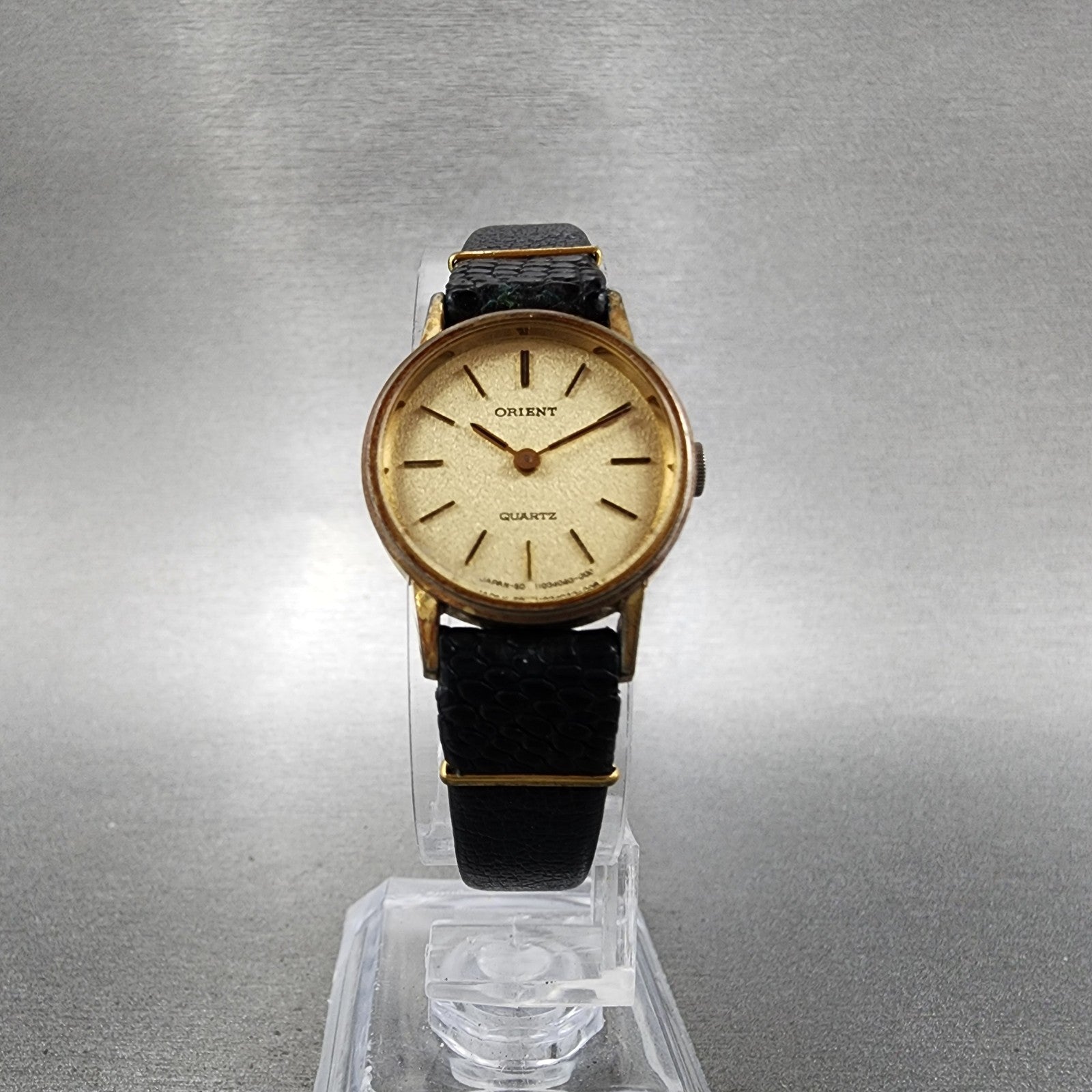 Orient Watch Women 21mm Gold Dial Gold Plated Round Leather New Battery VTG5