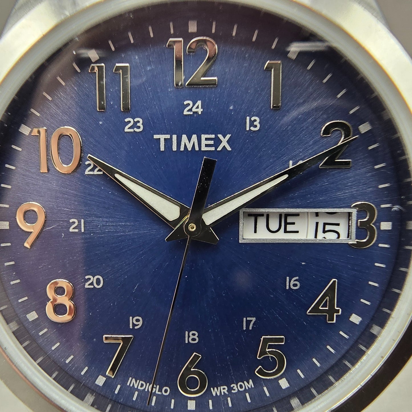 Timex South Street Watch Men 36mm Blue Dial Silver Tone Daydate T2M933 New Batt1