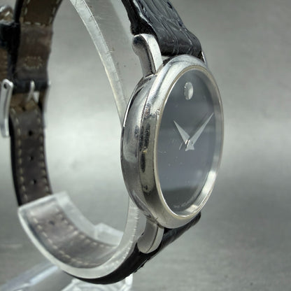 Movado Museum Watch Women 26mm Black Dial Steel Round 84 E4 0834 New Battery ABC3