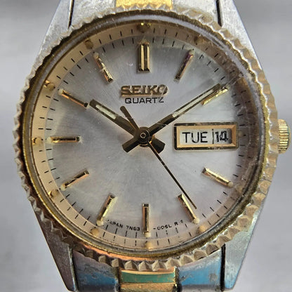 Seiko Watch Women 24mm Silver Dial Two Tone Daydate Round 7N83-0040 New Battery1