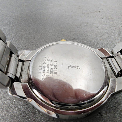 Yves Saint Laurent Watch Women 32mm Champagne Dial Two Tone Round new BatteryAB19