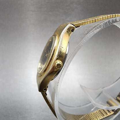 VTG Citizen CQ Watch Women 16mm Black Dial Gold Tone Oval 5930-S25350 New Batt
