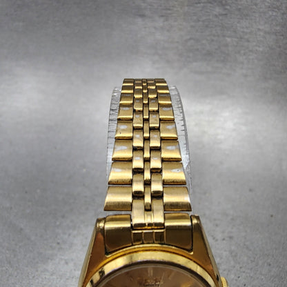 Seiko Watch Women 24mm Champagne Dial Gold Tone Daydate 7n830011 New Battery4