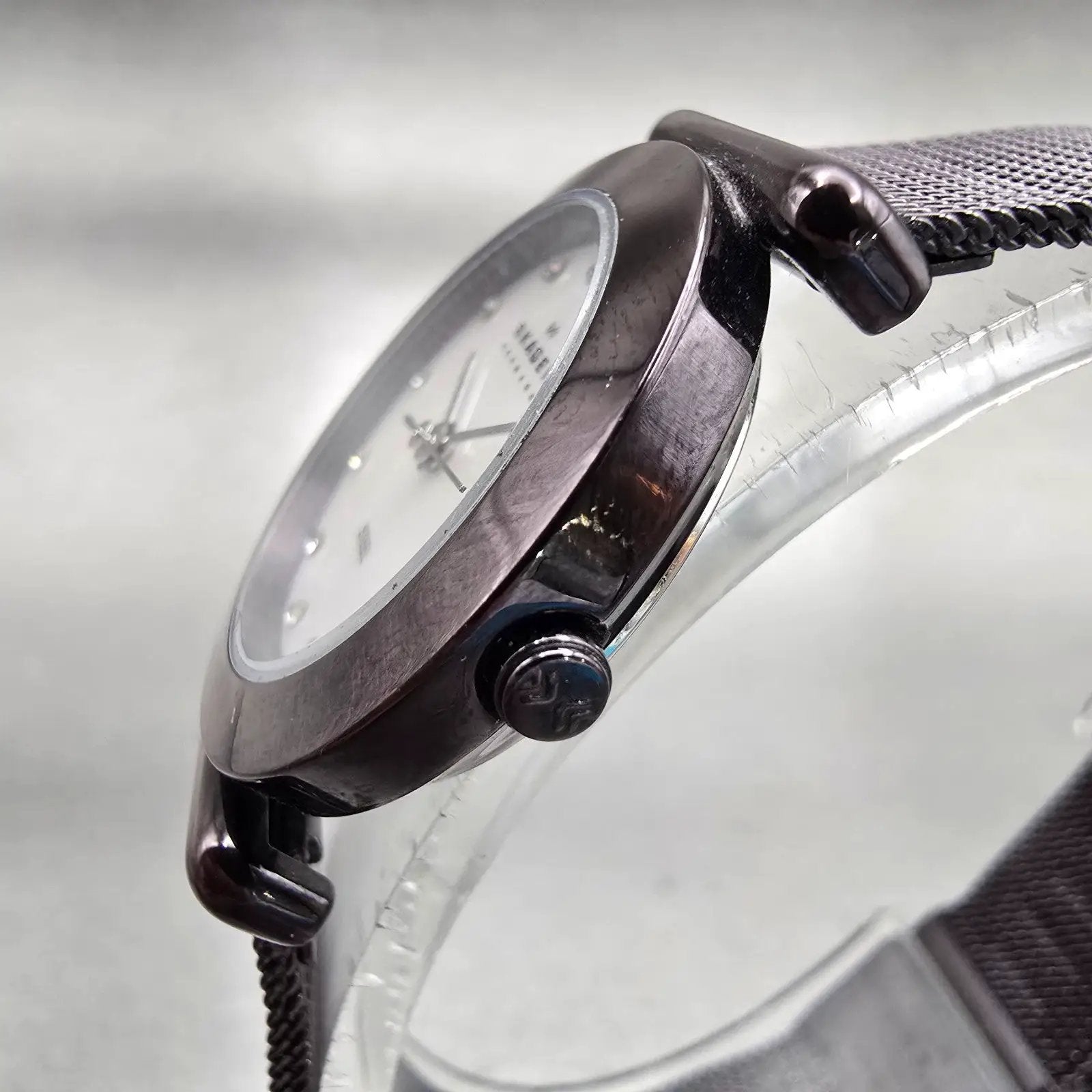 Skagen Steel Watch Women 25mm MOP Dial Dark Brown Tone Round 107SMMD New Battery2