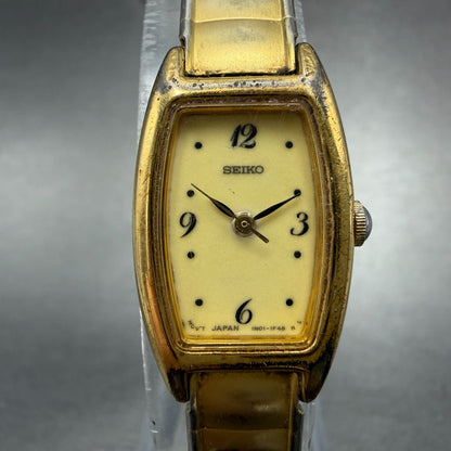 Seiko Tank Watch Women 16mm luminous Dial Gold Tone VTG 1N01-5B79 New Battery0