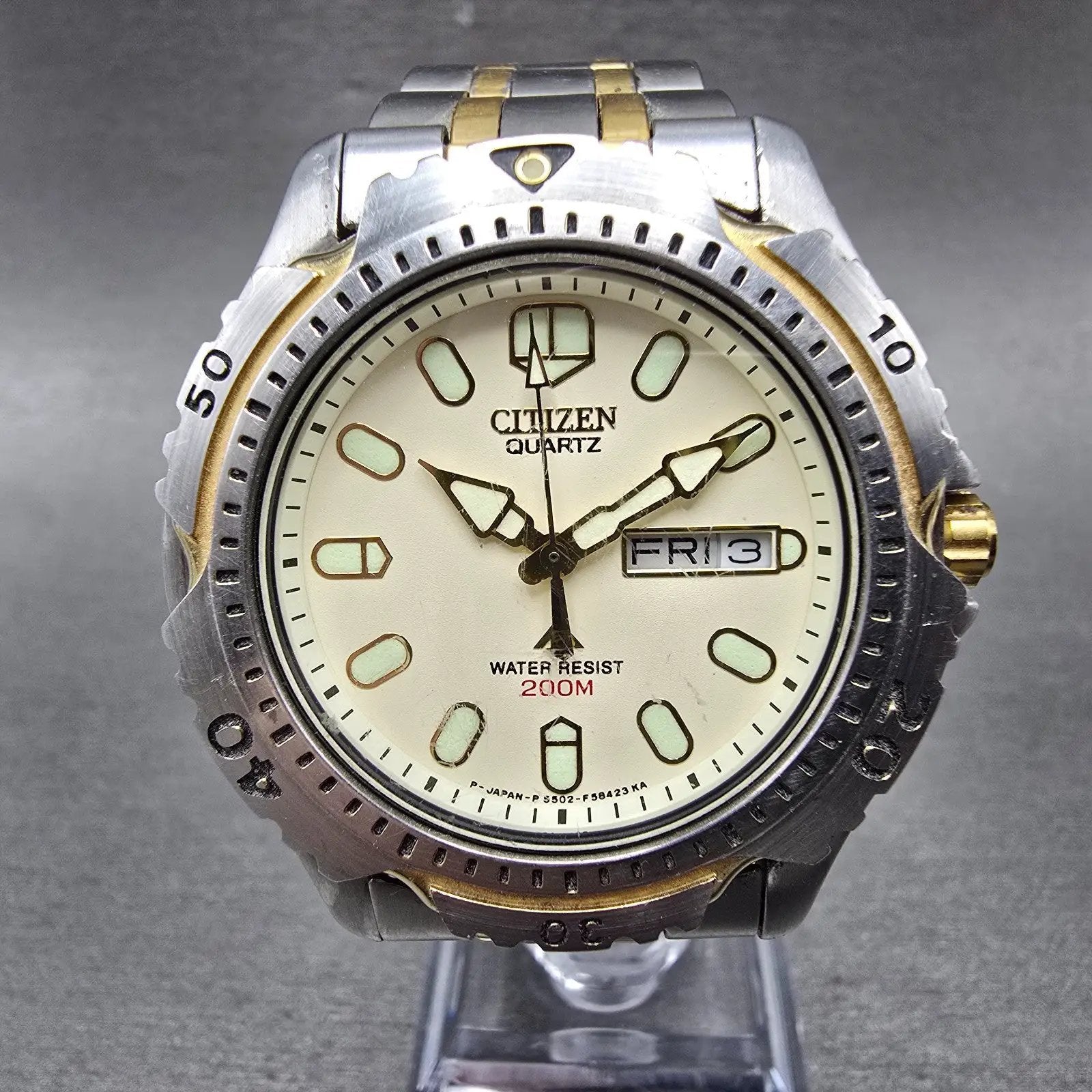 Citizen Promaster Dive Watch Men 40mm Cream Dial Two Tone Daydate READ!!! NewBat0