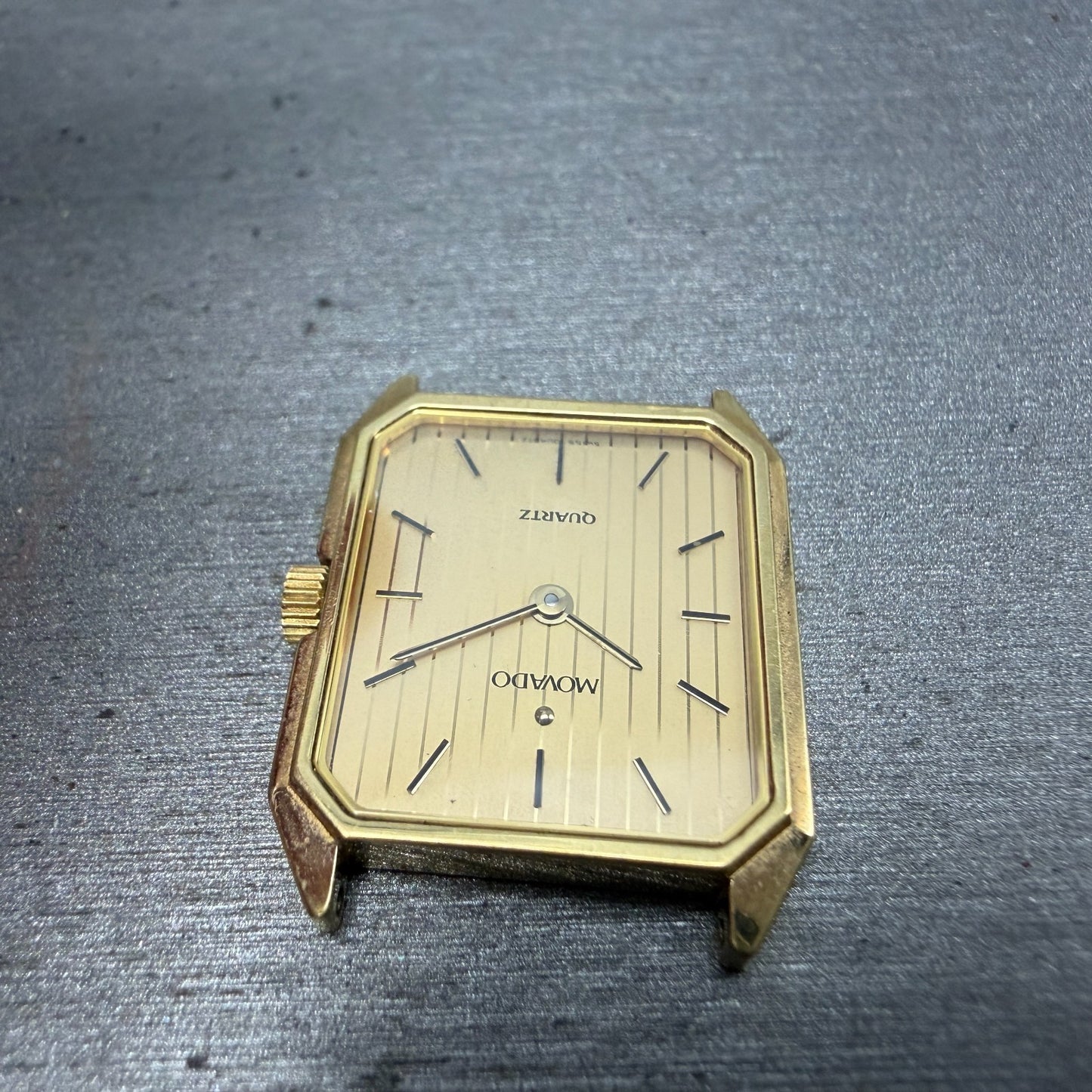Movado Tank Watch Women 19mm Gold Dial Gold Tone octagon 87 24 434 San Remo PART5