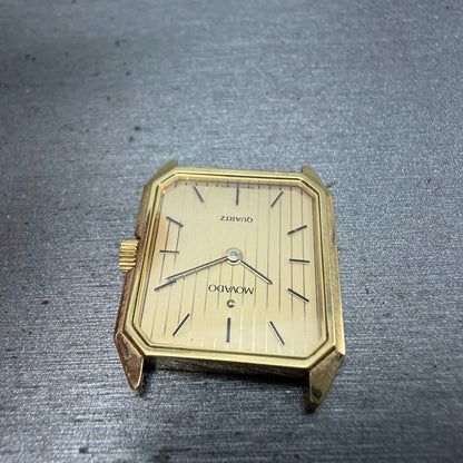 Movado Tank Watch Women 19mm Gold Dial Gold Tone octagon 87 24 434 San Remo PART5