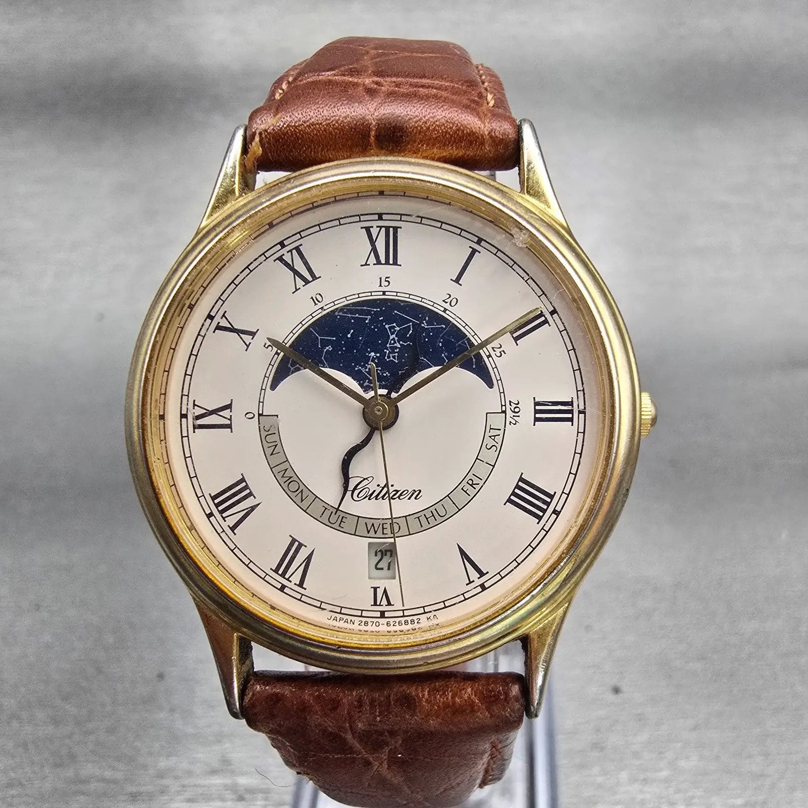 Citizen Astro Fantasy Watch Men 34mm White Dial Moon Phase 2870-269393 New Batt0