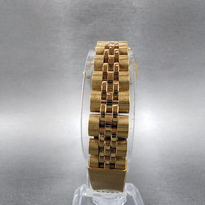 Gruen President Watch Women 26mm Gold Dial Gold Tone Date Round New Battery6