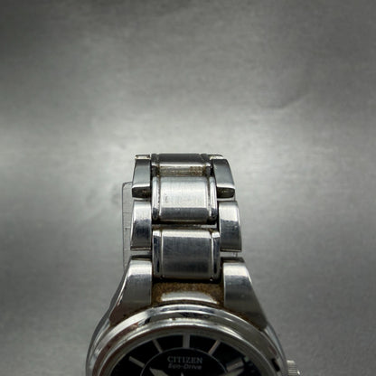Citizen Eco-Drive Watch Women 25mm Black Dial Silver Tone Date Round Runs4