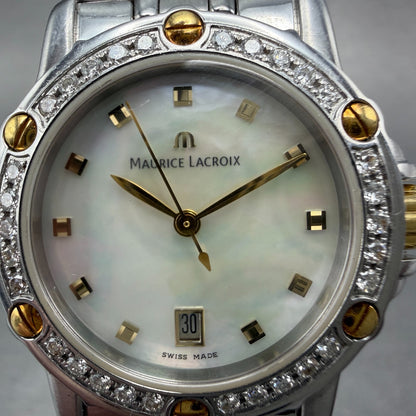 Maurice Lacroix Tiago Watch Women 30mm MOP Dial Two Tone Date Diamond New Batt1