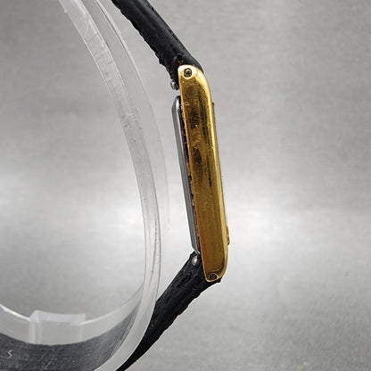 Seiko Tank Watch Women 13mm Gold Dial Gold Tone Rectangle 2e206129 New Battery3
