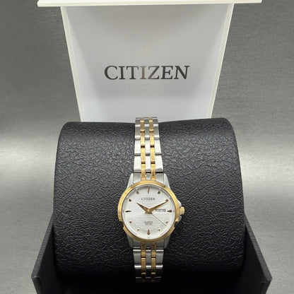 Citizen Watch Women 28mm White Dial Two Tone Daydate Round EQ060553A New Batt0