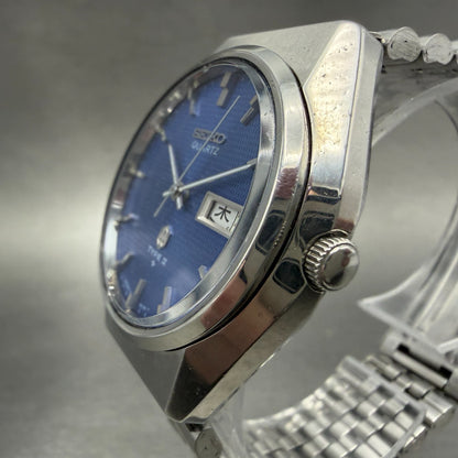 Seiko Type II Watch Men 36mm Blue Dial Steel READ!!!!!! Daydate 0903-8120 NewBat2