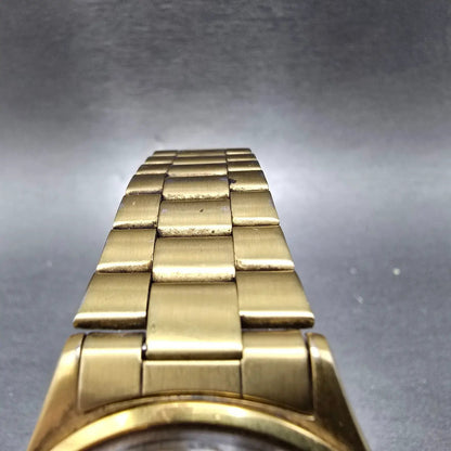 Seiko SQ Watch Men 35mm Champagne Dial Gold Tone Date 5Y22-8020 Round PARTS5