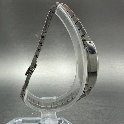 Seiko Watch Women 14mm Blue Dial Silver Tone Rectangle 1520-3629 Manual Runs JH78
