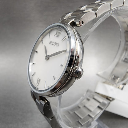 Bulova Watch Women 27mm MOP Dial Steel Round 96L229 New Battery2