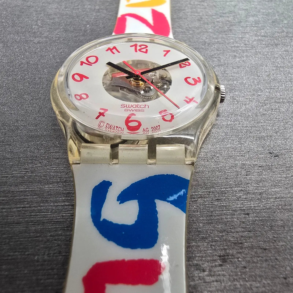 Swatch Paralympic Watch Men 35mm White Dial Clear Case Round GE213 New Battery6