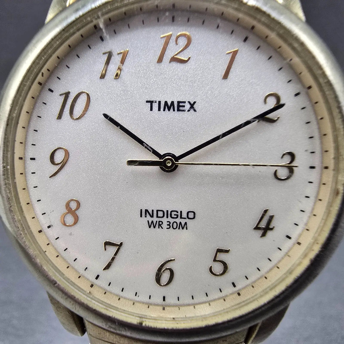 Timex Indiglo Watch Men 35mm Cream Dial Gold Tone Round Bracelet New Battery1