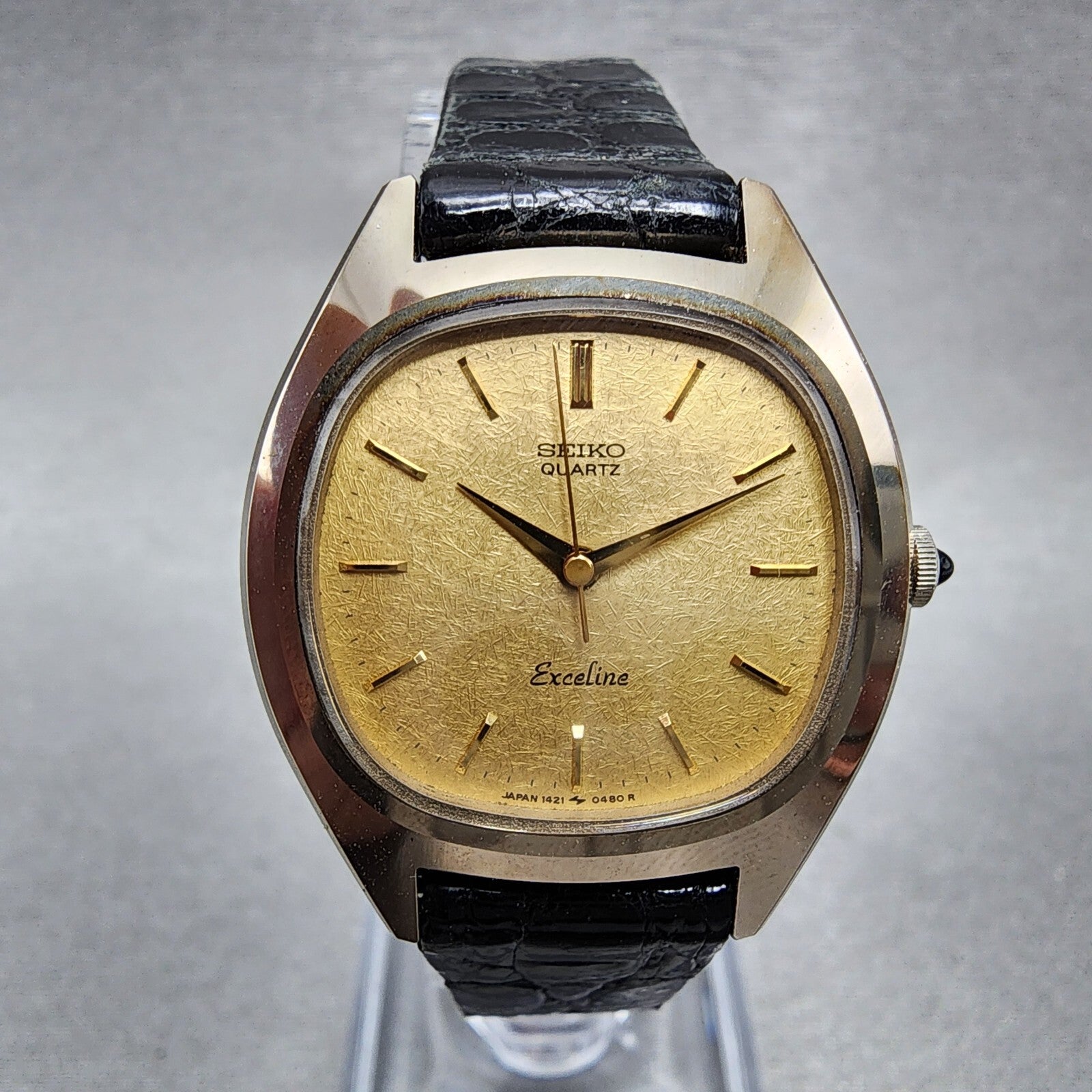 Seiko Exceline Watch Women 27mm Gold Dial Gold Tone Oval 14215250 New Battery1