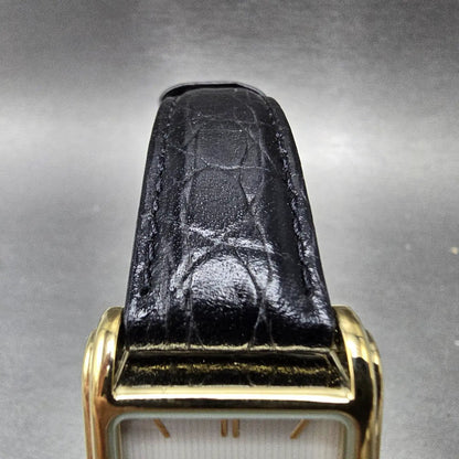 Timex Tank Watch Men 25mm White Dial Gold Rectangle Indiglo New Battery VTG4
