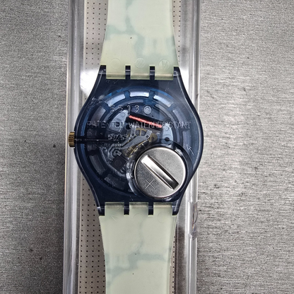Swatch Black Sheep Watch Men 34mm Blue Dial Blue Case GN150 New Battery NOS8